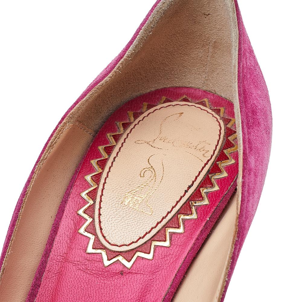 Pink Christian Louboutin Suede Rose Lady Gres Platform Knot Peep Toe Pumps Size 36 For Sale
