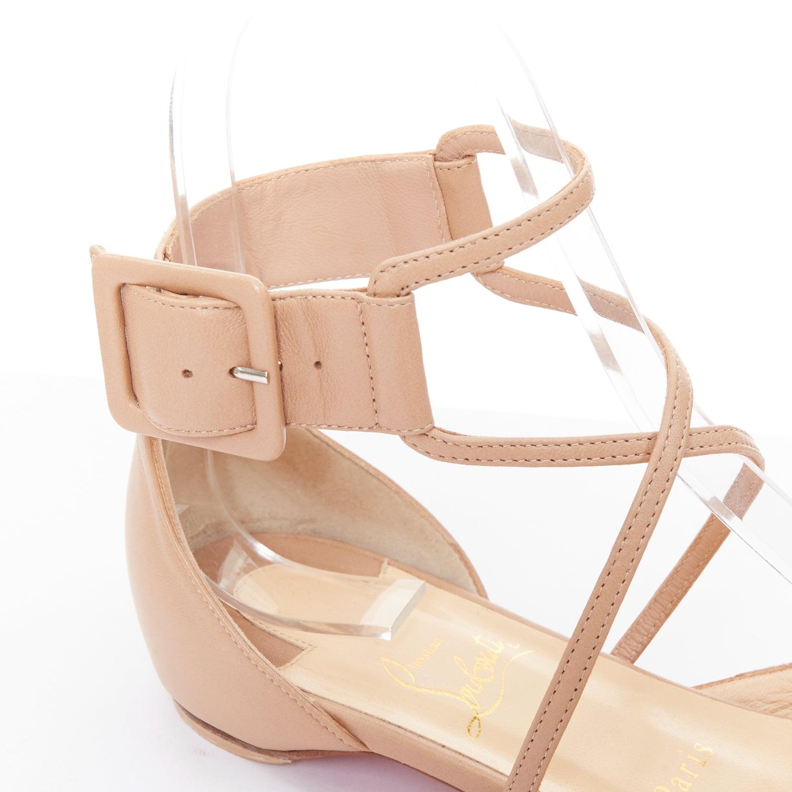 CHRISTIAN LOUBOUTIN - Suzanna D'Orsay - Sandales à brides en cuir nude EU37 en vente 3