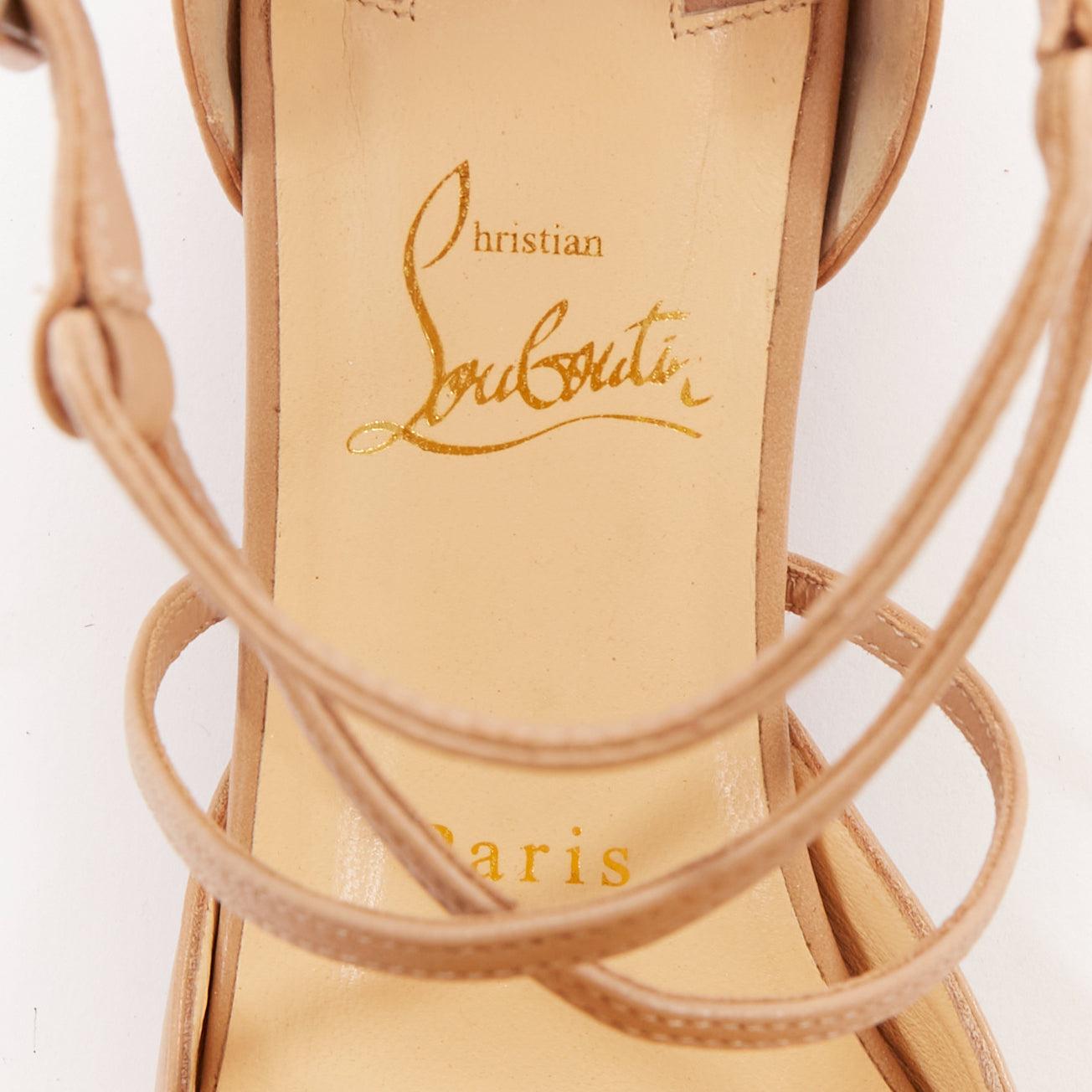 CHRISTIAN LOUBOUTIN - Suzanna D'Orsay - Sandales à brides en cuir nude EU37 en vente 4