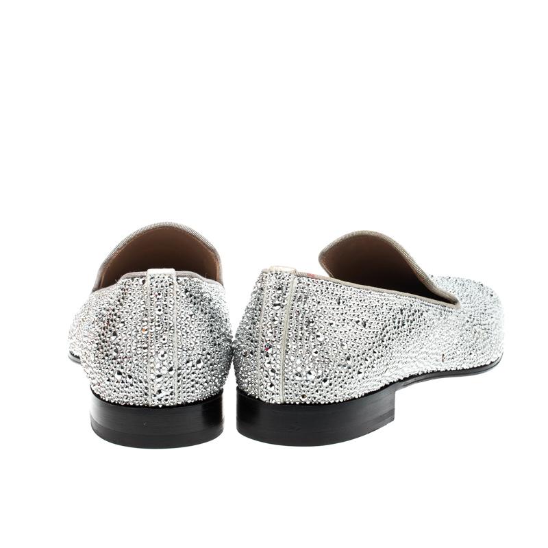 Christian Louboutin Swarovski Löwenzahn Strass Loafers Größe 42 (Grau)