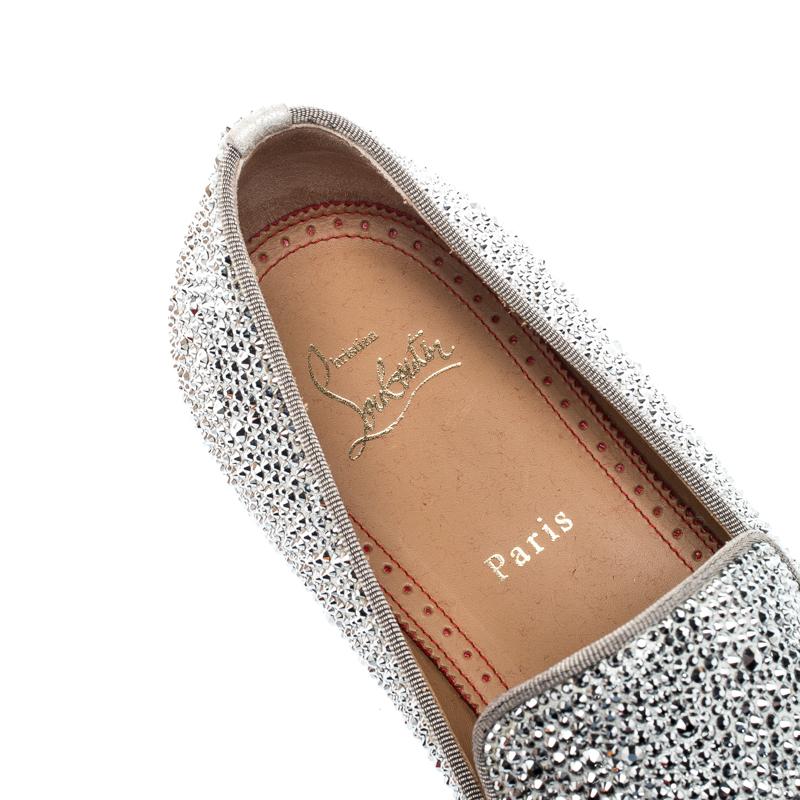 Christian Louboutin Swarovski Dandelion Strass Loafers Size 42 In New Condition In Dubai, Al Qouz 2