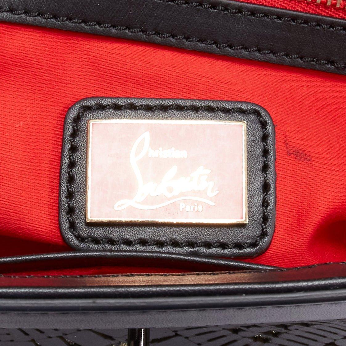 CHRISTIAN LOUBOUTIN Sweet Charity black gold glitter lasercut flap shoulder bag For Sale 5