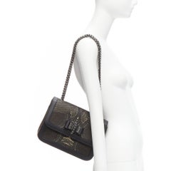 CHRISTIAN LOUBOUTIN Sweet Charity black gold glitter lasercut flap shoulder bag