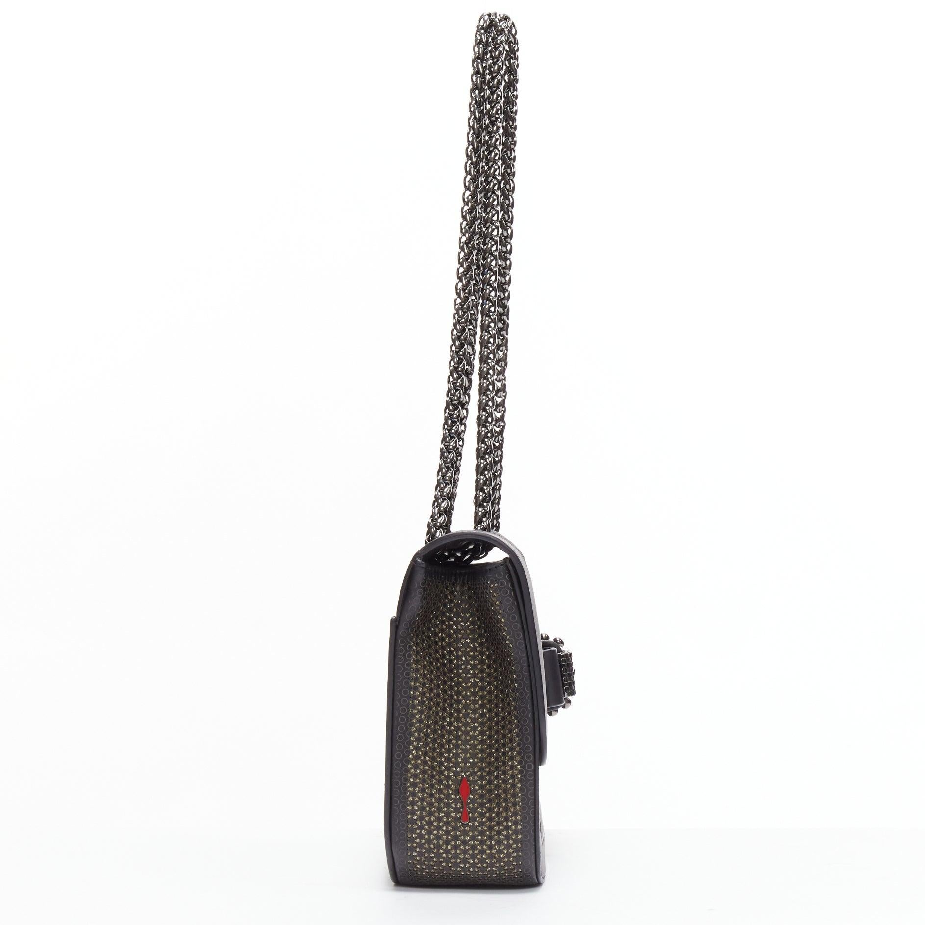 CHRISTIAN LOUBOUTIN Sweet Charity black gold glitter lasercut flap shoulder bag In Good Condition For Sale In Hong Kong, NT