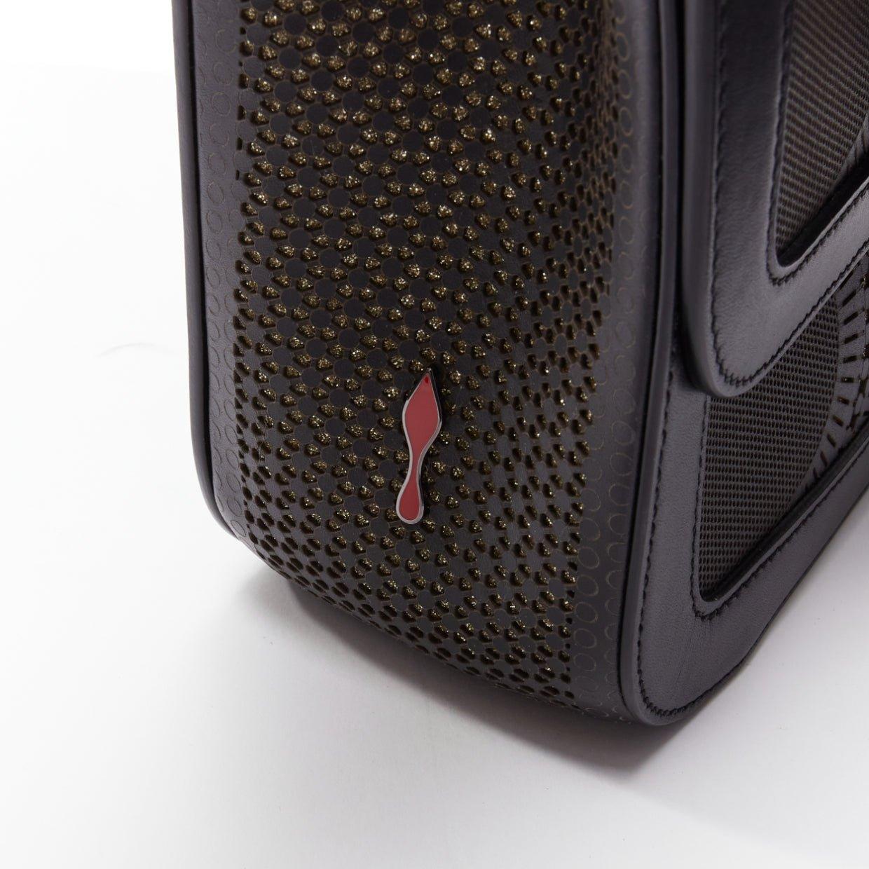 CHRISTIAN LOUBOUTIN Sweet Charity black gold glitter lasercut flap shoulder bag For Sale 3