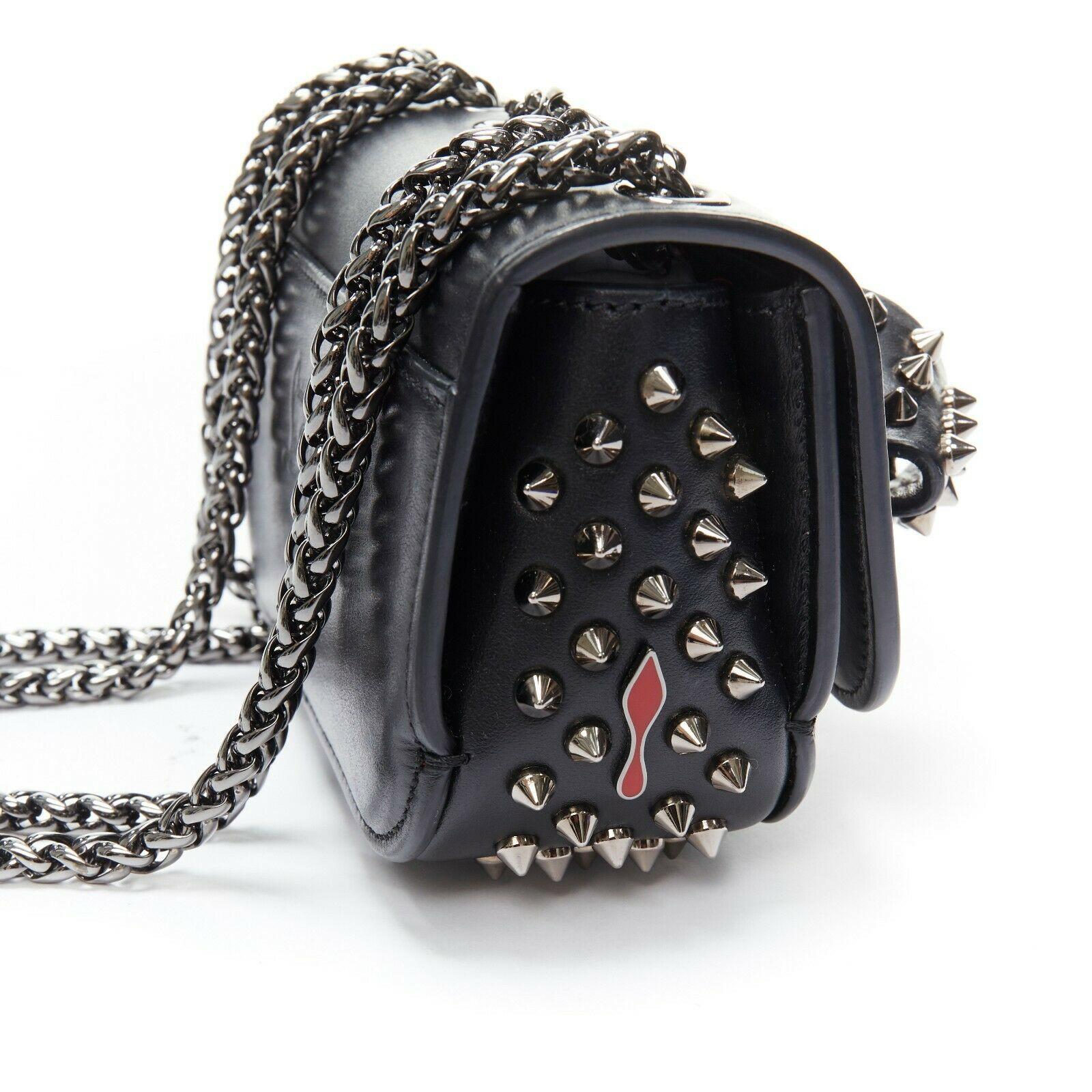 CHRISTIAN LOUBOUTIN Sweet Charity black studded spiked bow crossbody bag clutch In Excellent Condition In Hong Kong, NT