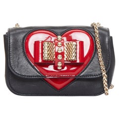 CHRISTIAN LOUBOUTIN Sweet Charity Heart leather red patent mini crossbody bag