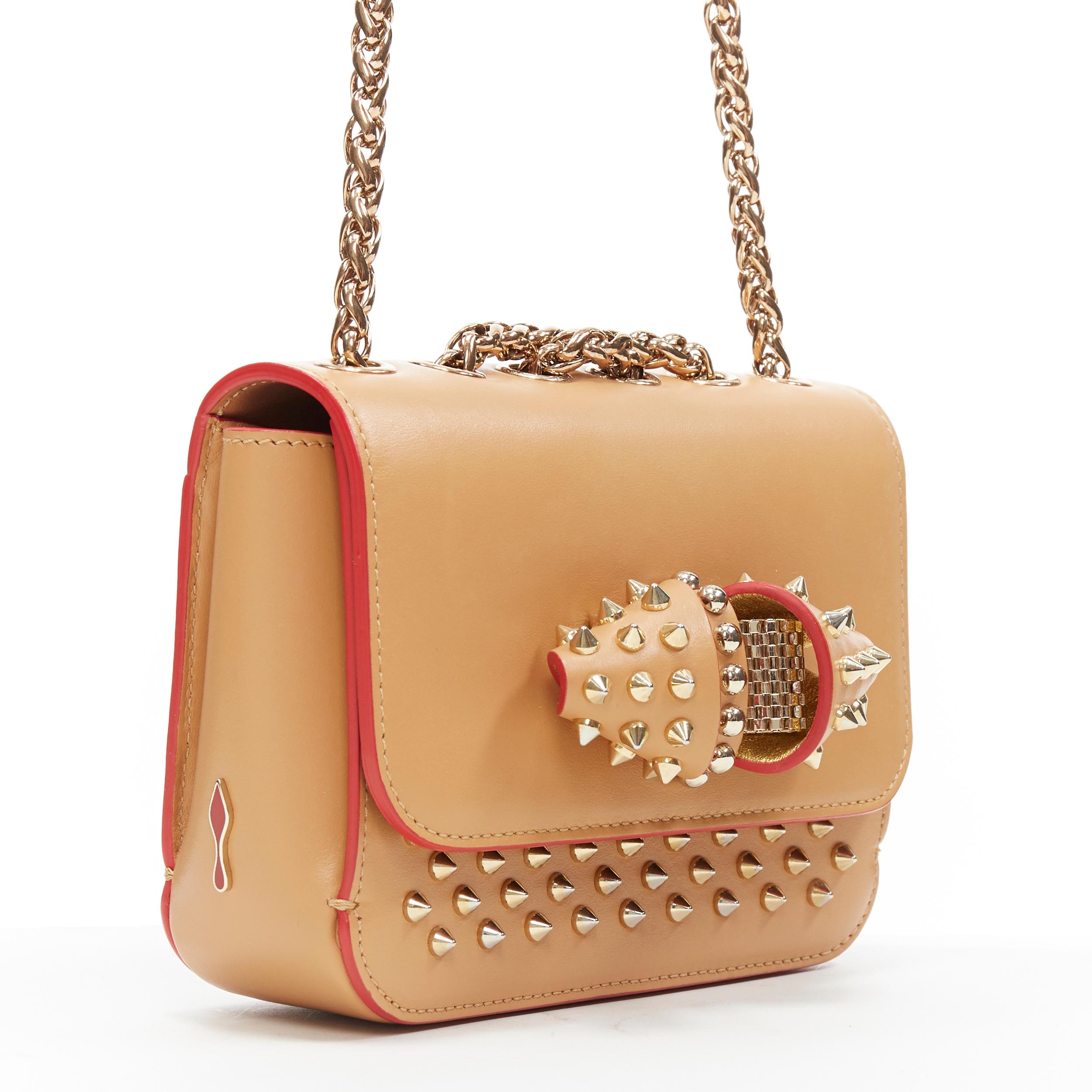 CHRISTIAN LOUBOUTIN Sweet Charity Medium tan brown stud bow chain shoulder bag
Brand: Christian Louboutin
Designer: Christian Louboutin
Model Name / Style: Sweet Charity
Material: Leather
Color: Brown
Pattern: Solid
Lining material: Leather
Extra