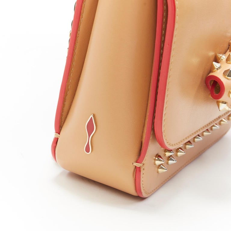 AUTH CHRISTIAN LOUBOUTIN PINK STUDDED SWEET CHARITY BOW CROSS BAG