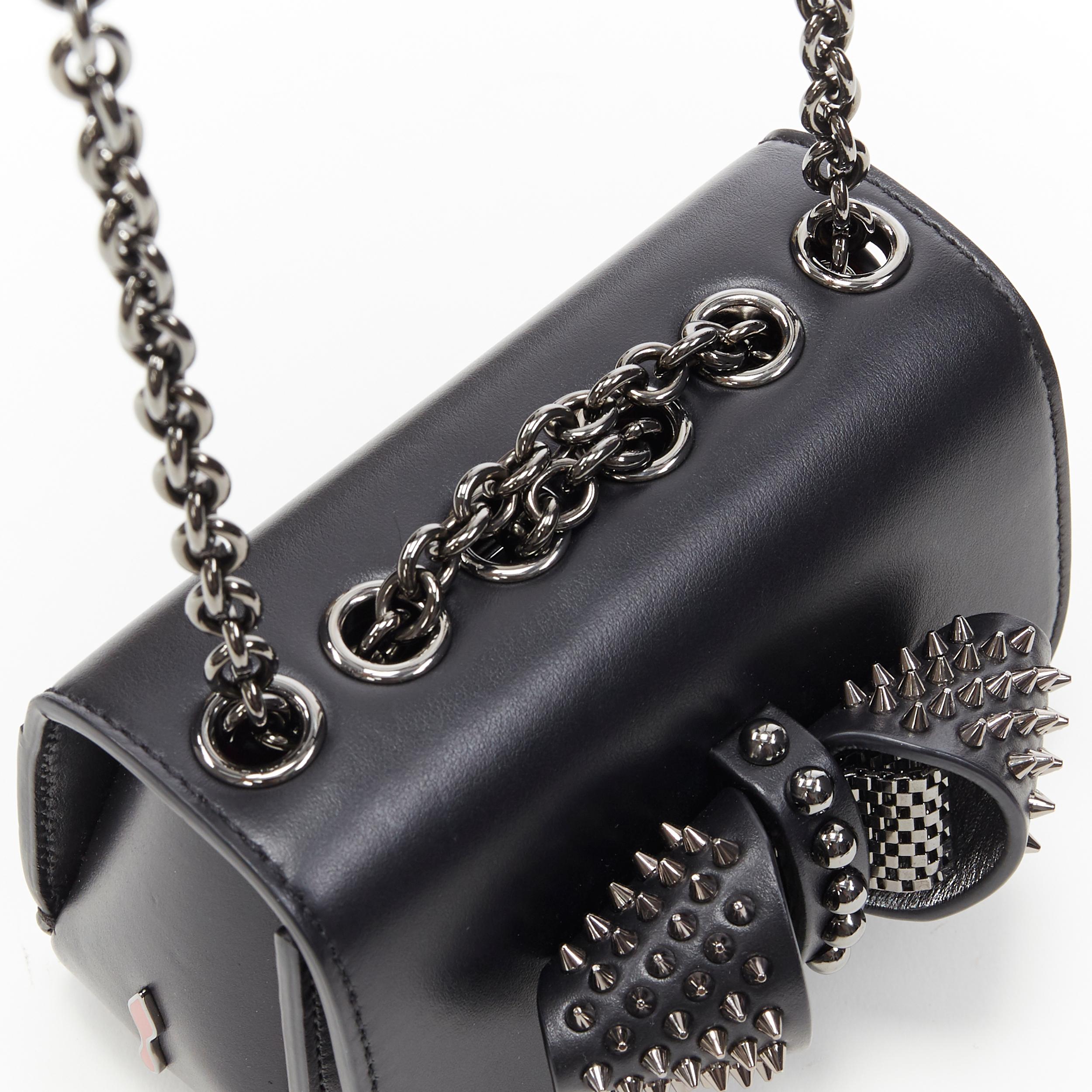 CHRISTIAN LOUBOUTIN Sweet Charity Mini black spike stud bow chain shoulder bag In New Condition In Hong Kong, NT