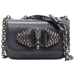 CHRISTIAN LOUBOUTIN Sweet Charity Mini black spike stud bow chain shoulder  bag at 1stDibs