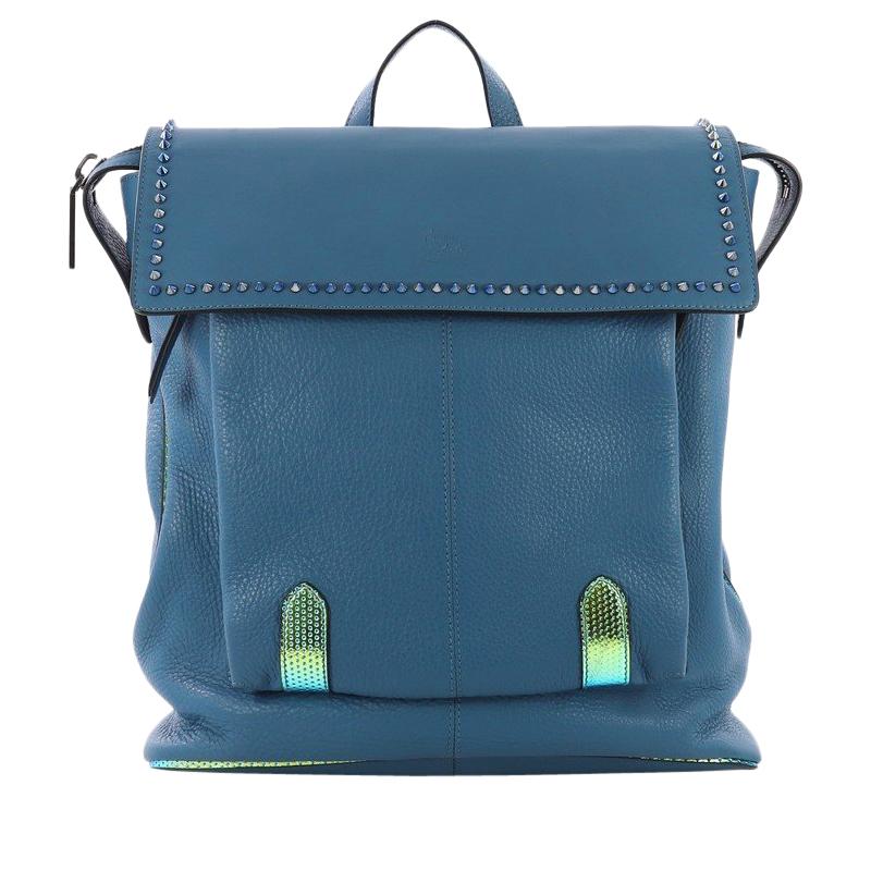  Christian Louboutin Syd Flap Backpack Spiked Leather