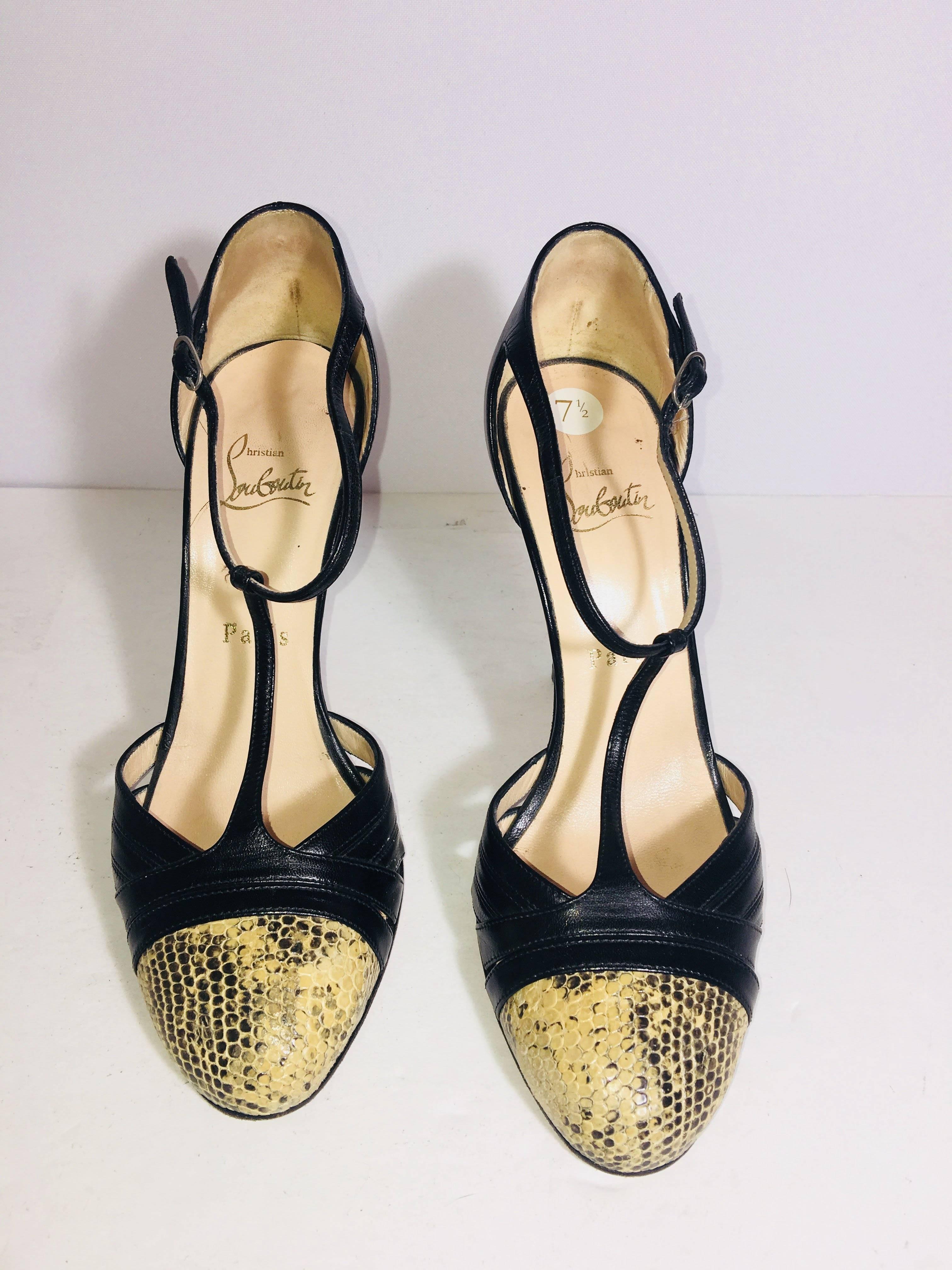 Black Christian Louboutin T-Strap Pumps