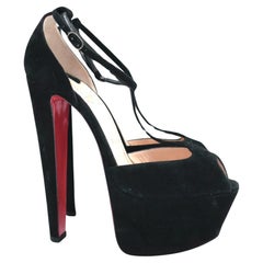 Christian Louboutin Talitha Plateformes à lanières en daim noir