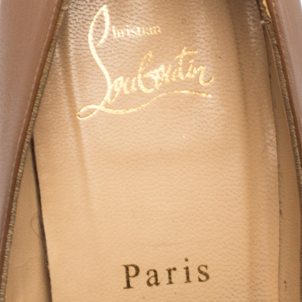 Christian Louboutin Tan Leather Pigalle Plato Pumps Size 41 In Good Condition In Dubai, Al Qouz 2