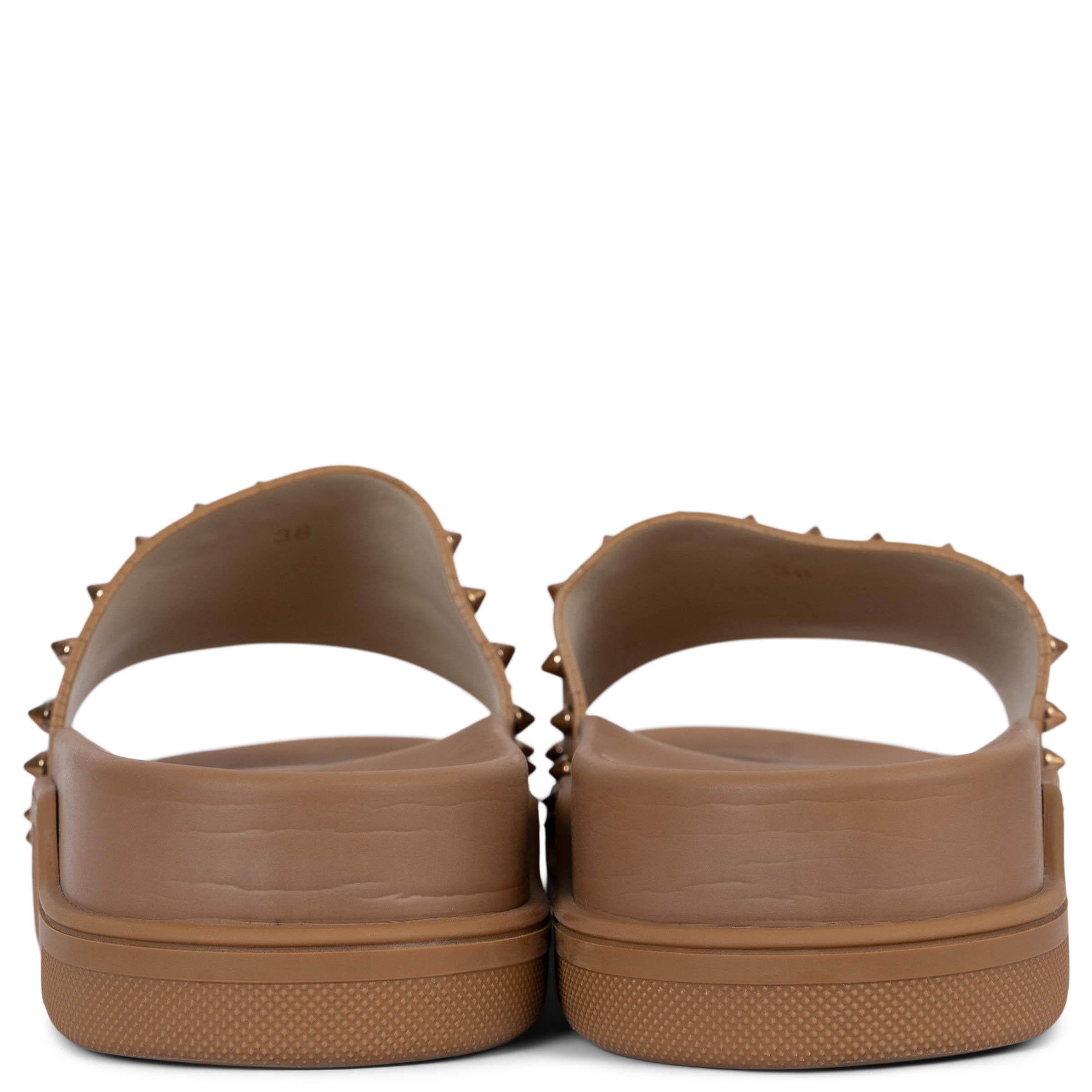 CHRISTIAN LOUBOUTIN tan leather POOL FUN DONNA SPIKE Sandals Shoes 38 1
