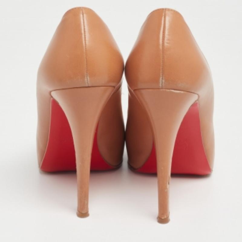 Christian Louboutin Tan Leather Rolando Pumps Size 37.5 For Sale 3