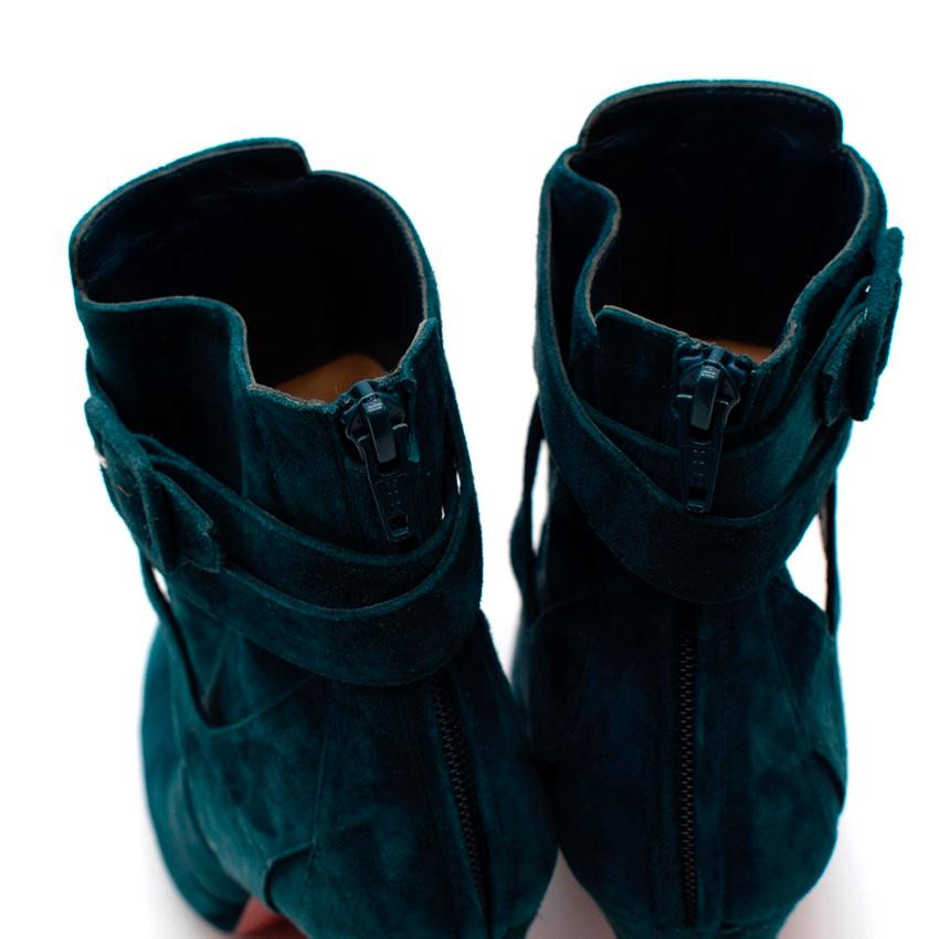 Women's or Men's Christian Louboutin Teal Suede Lace-Up Ankle Boots - Size 39