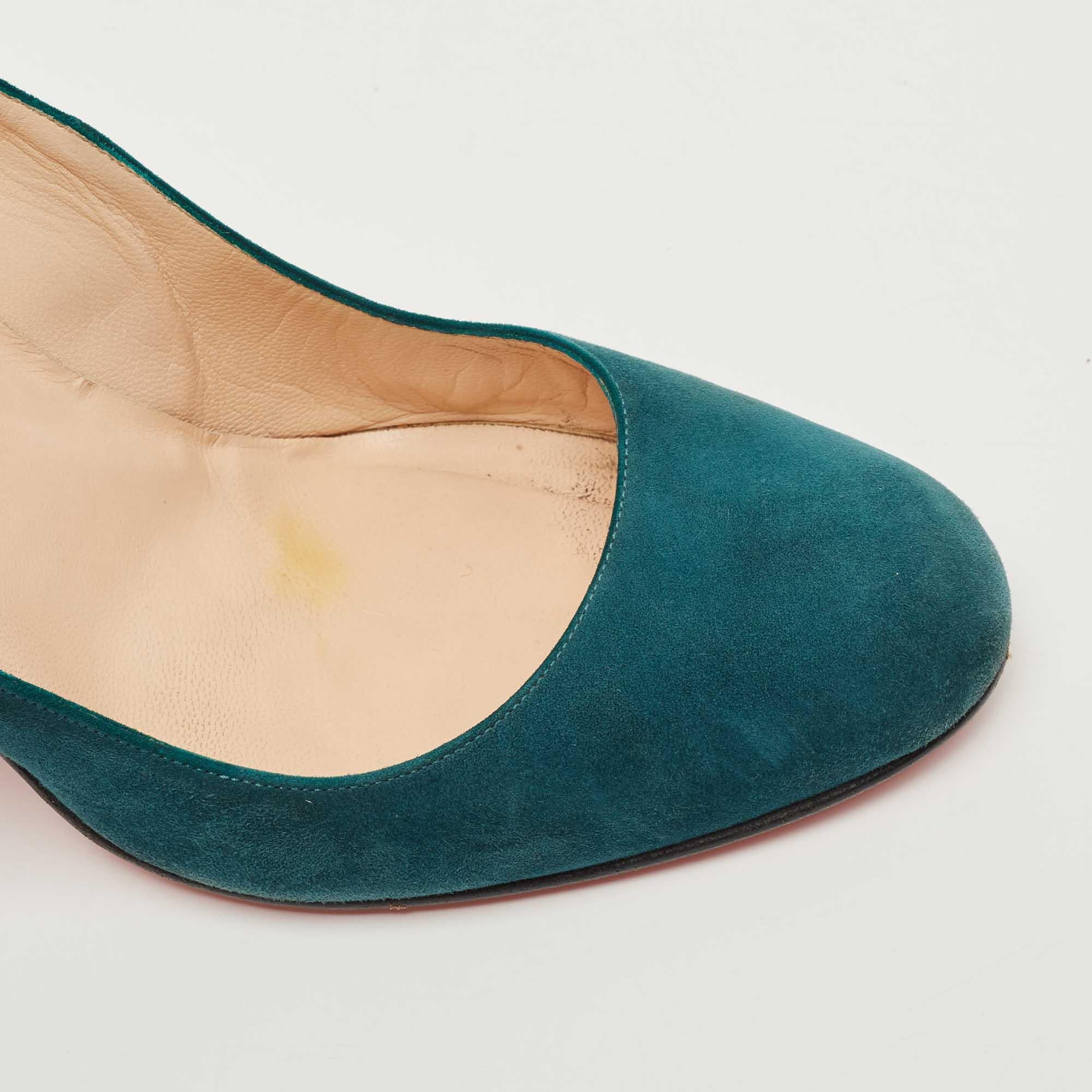 Christian Louboutin Teal Suede Simple Pumps Size 40.5 1