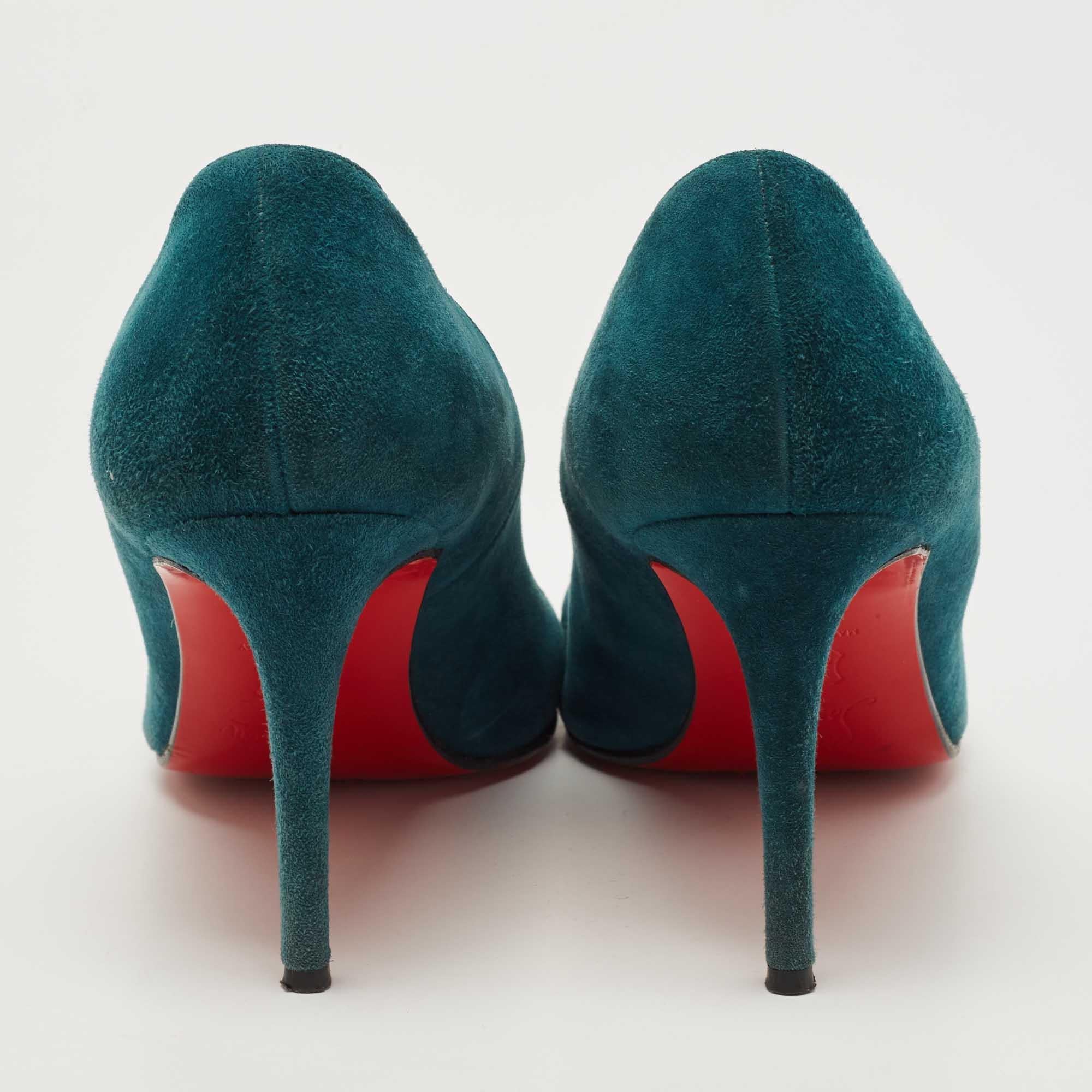Christian Louboutin Teal Suede Simple Pumps Size 40.5 3