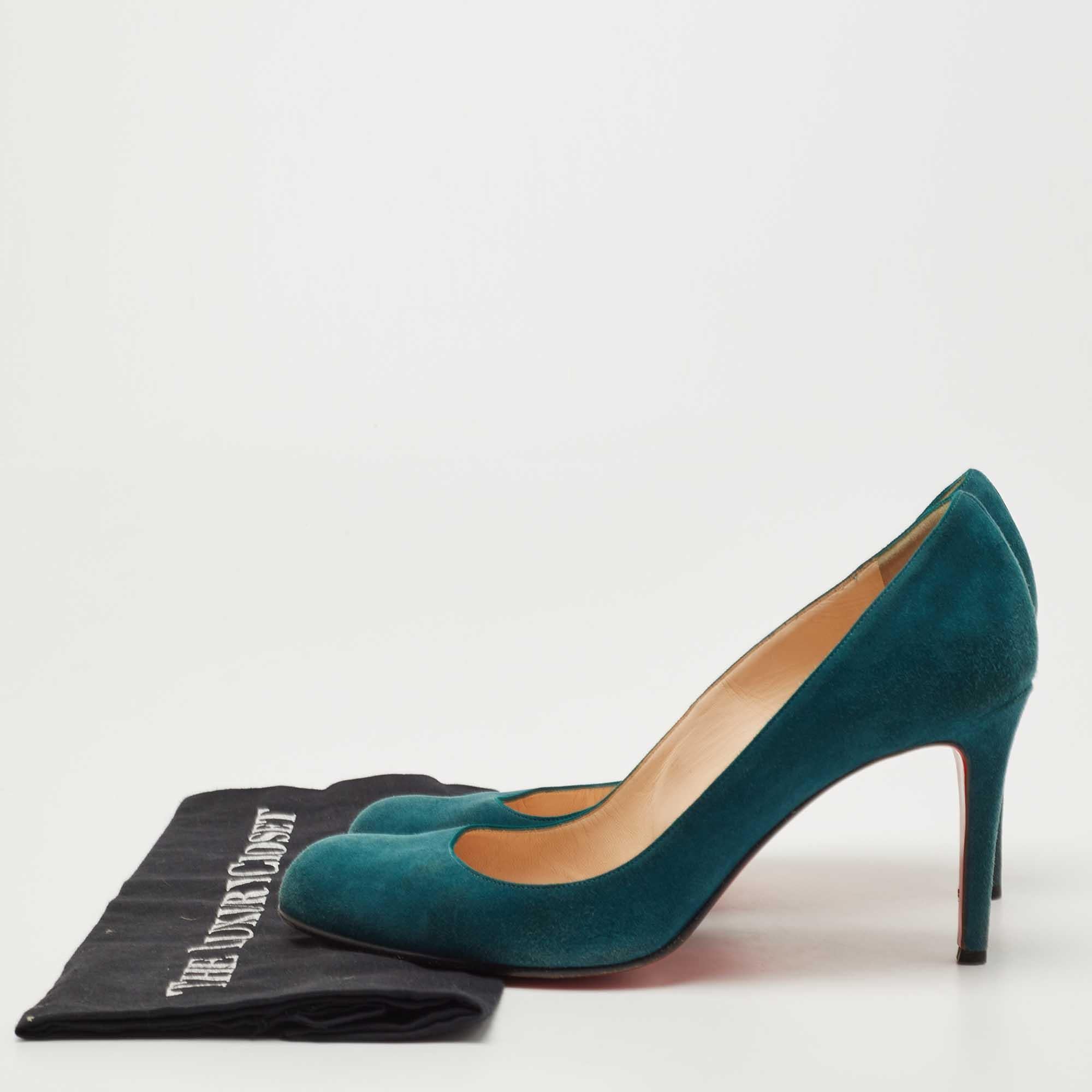 Christian Louboutin Teal Suede Simple Pumps Size 40.5 5