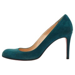 Christian Louboutin Teal Suede Simple Pumps Size 40.5