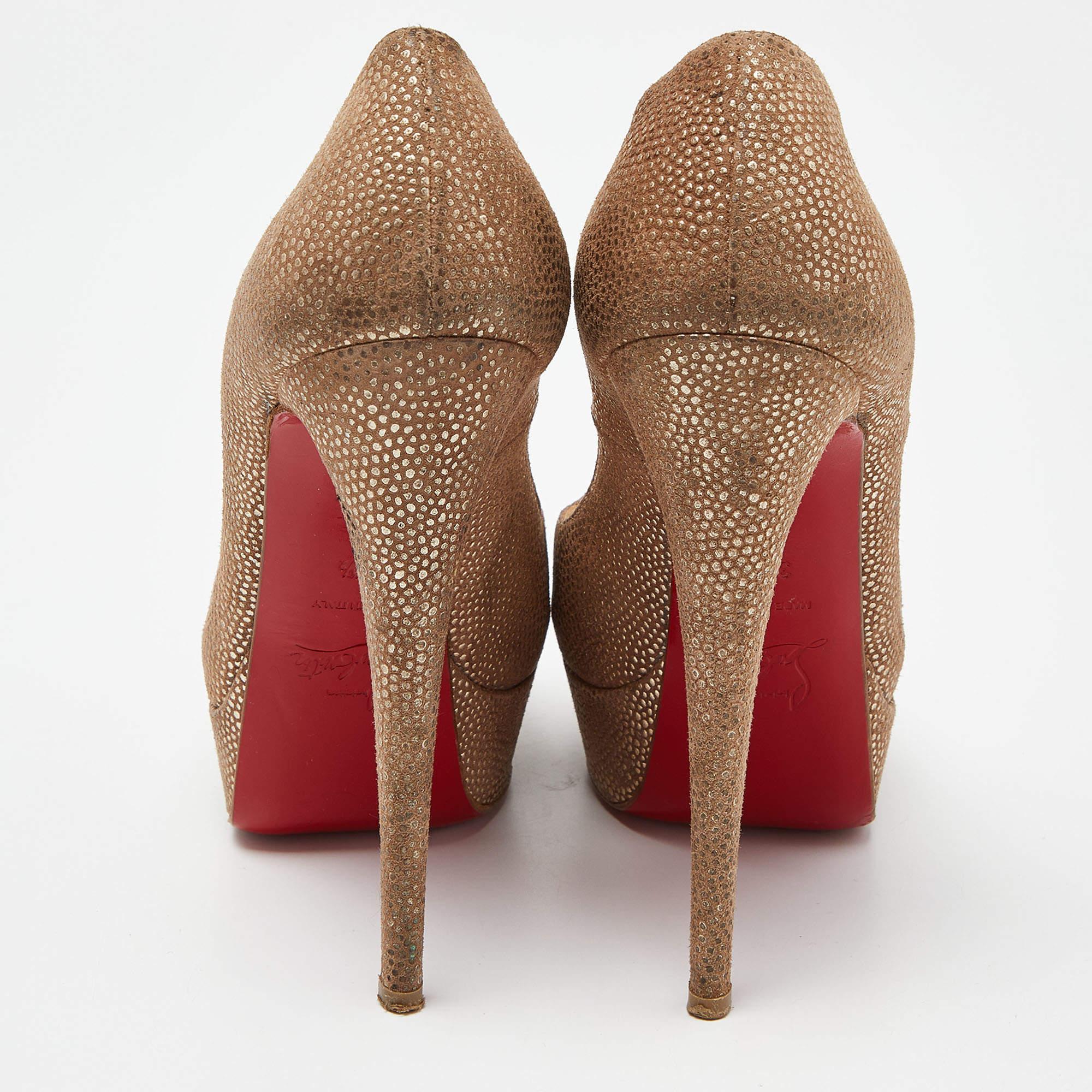 Christian Louboutin escarpins Lady Peep Toe Platform en daim texturé taille 37,5 Pour femmes en vente