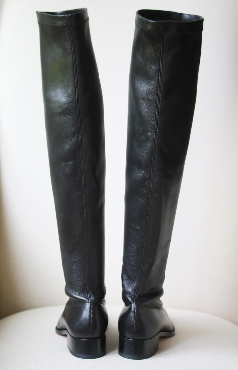 Black Christian Louboutin Theophila Leather Over-the-Knee Boots