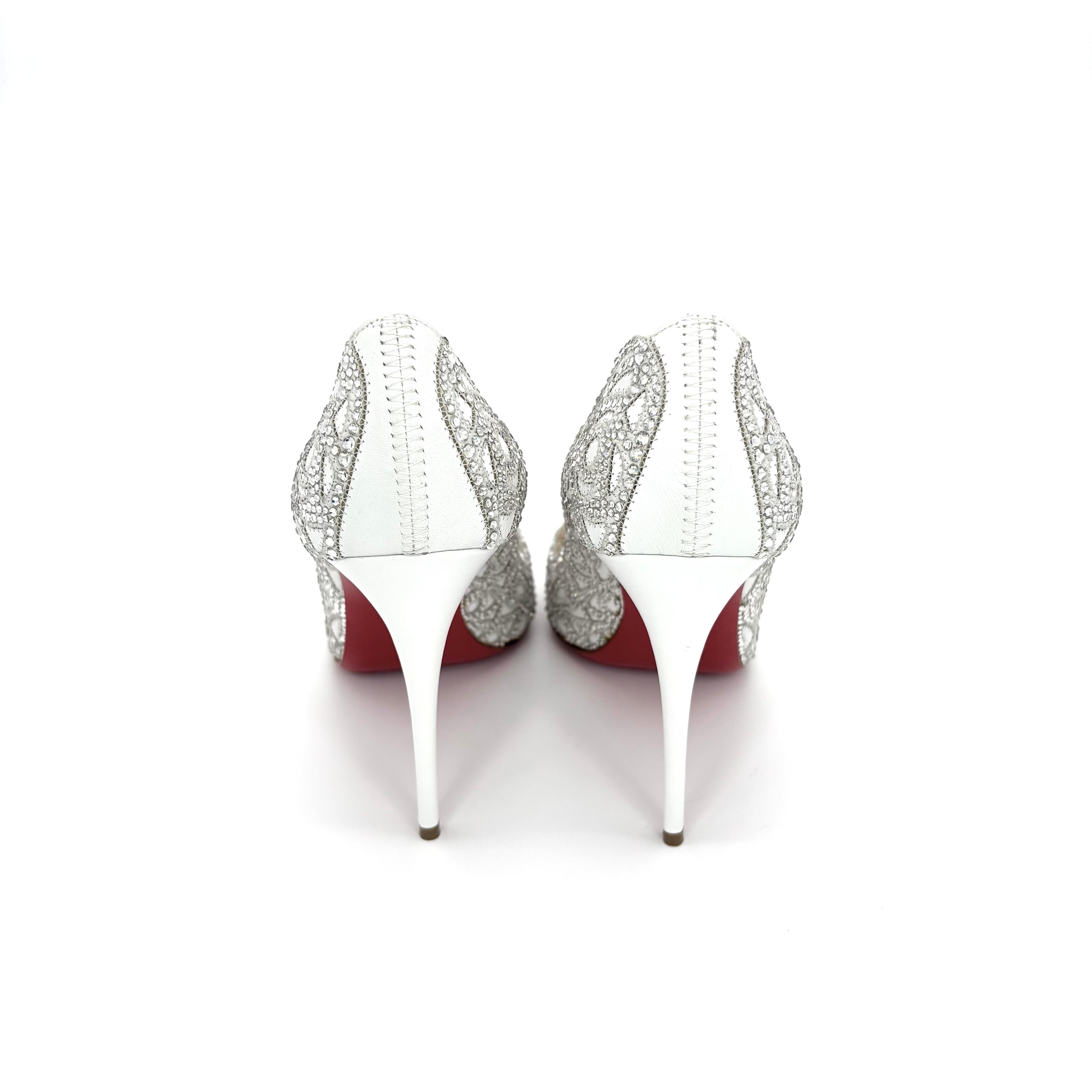Christian Louboutin Top Vague 100 Kid Crystal Embellished Pumps Donna 37.5 in vendita 3