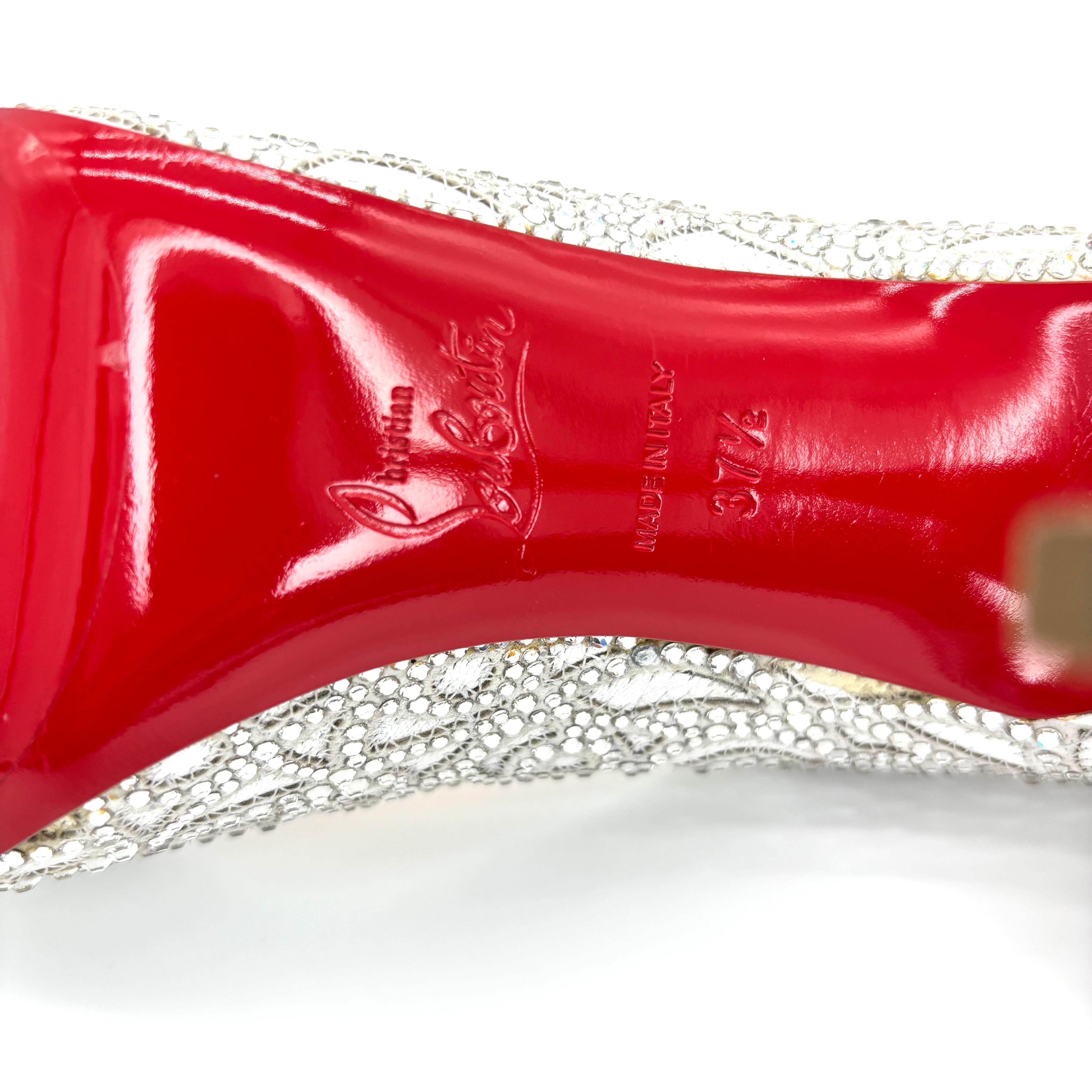 Christian Louboutin Top Vague 100 Kid Crystal Embellished Pumps Donna 37.5 in vendita 5