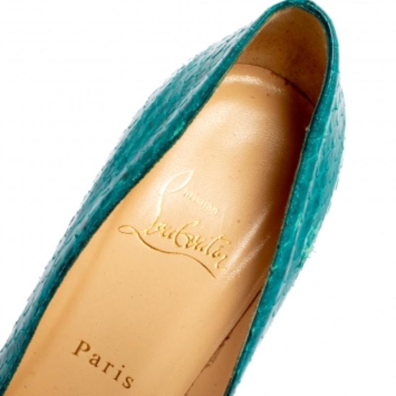 Christian Louboutin Torquoise Blue Python New Simple Pumps Size 37 For Sale 3