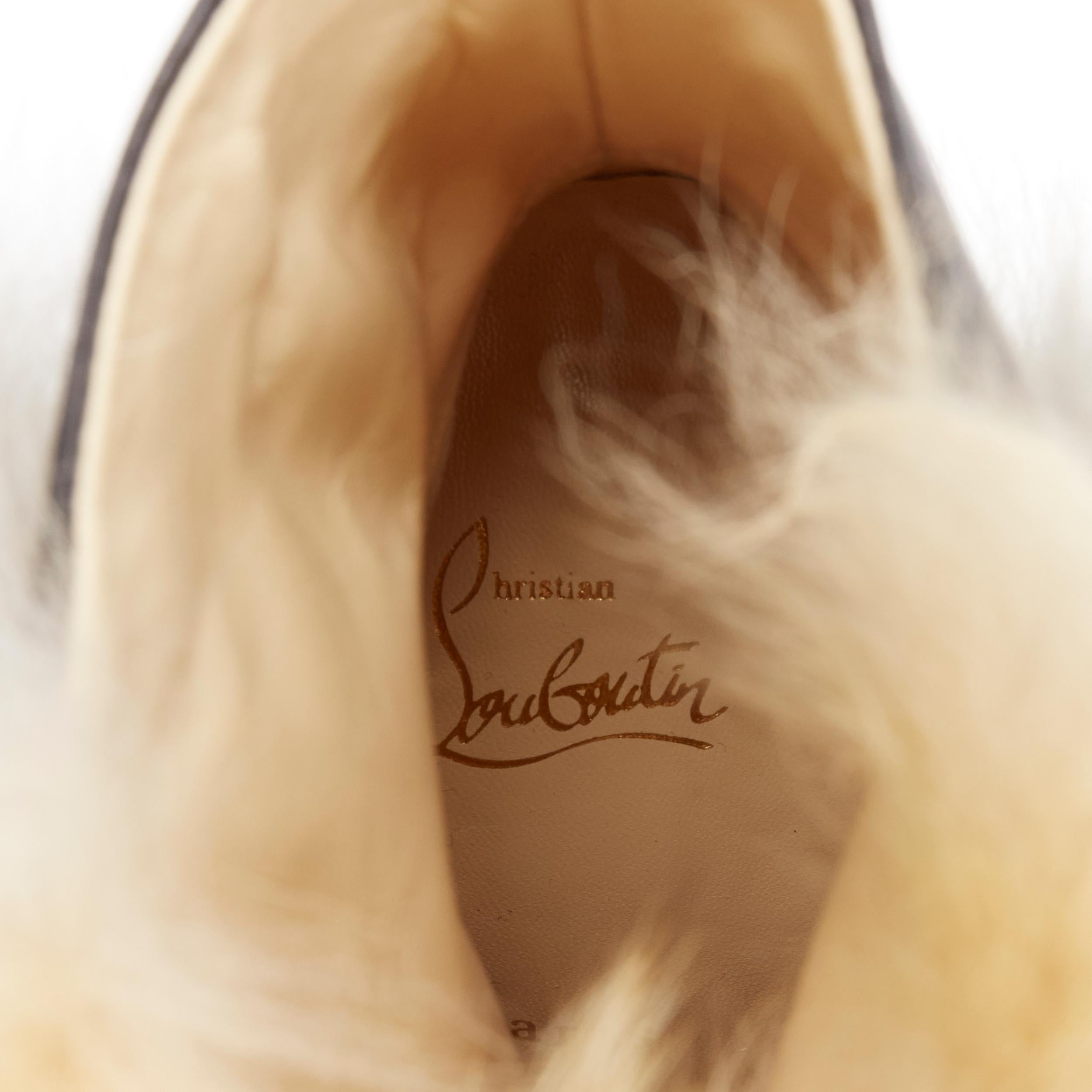 CHRISTIAN LOUBOUTIN Toundra 140 brown fur buckle platform ankle boots EU36.5 3