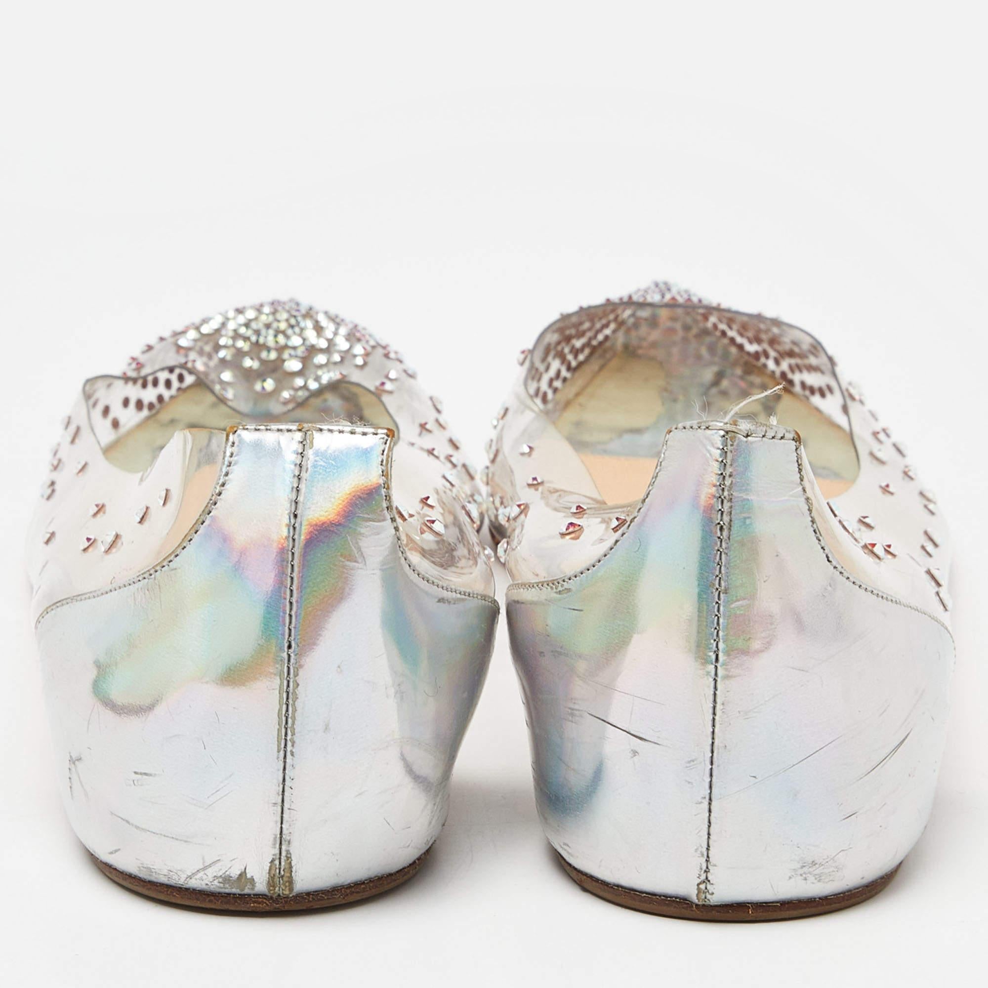 Christian Louboutin Transparent PVC and Patent Leather Follies Strass Ballet For Sale 1