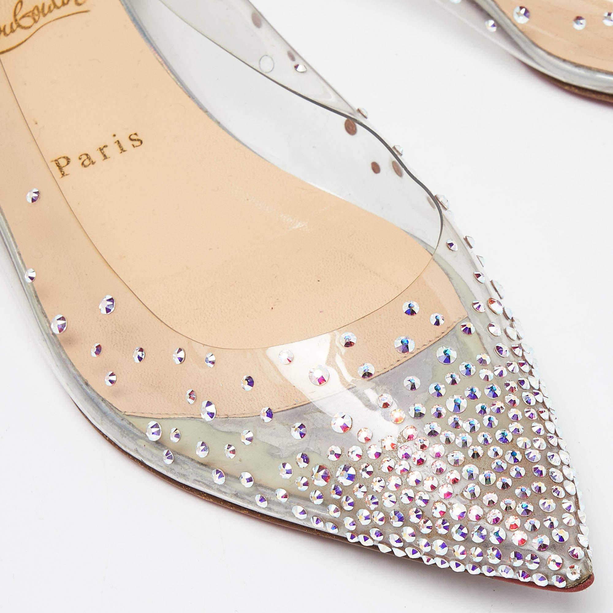 Christian Louboutin Transparent PVC and Patent Leather Follies Strass Ballet For Sale 2