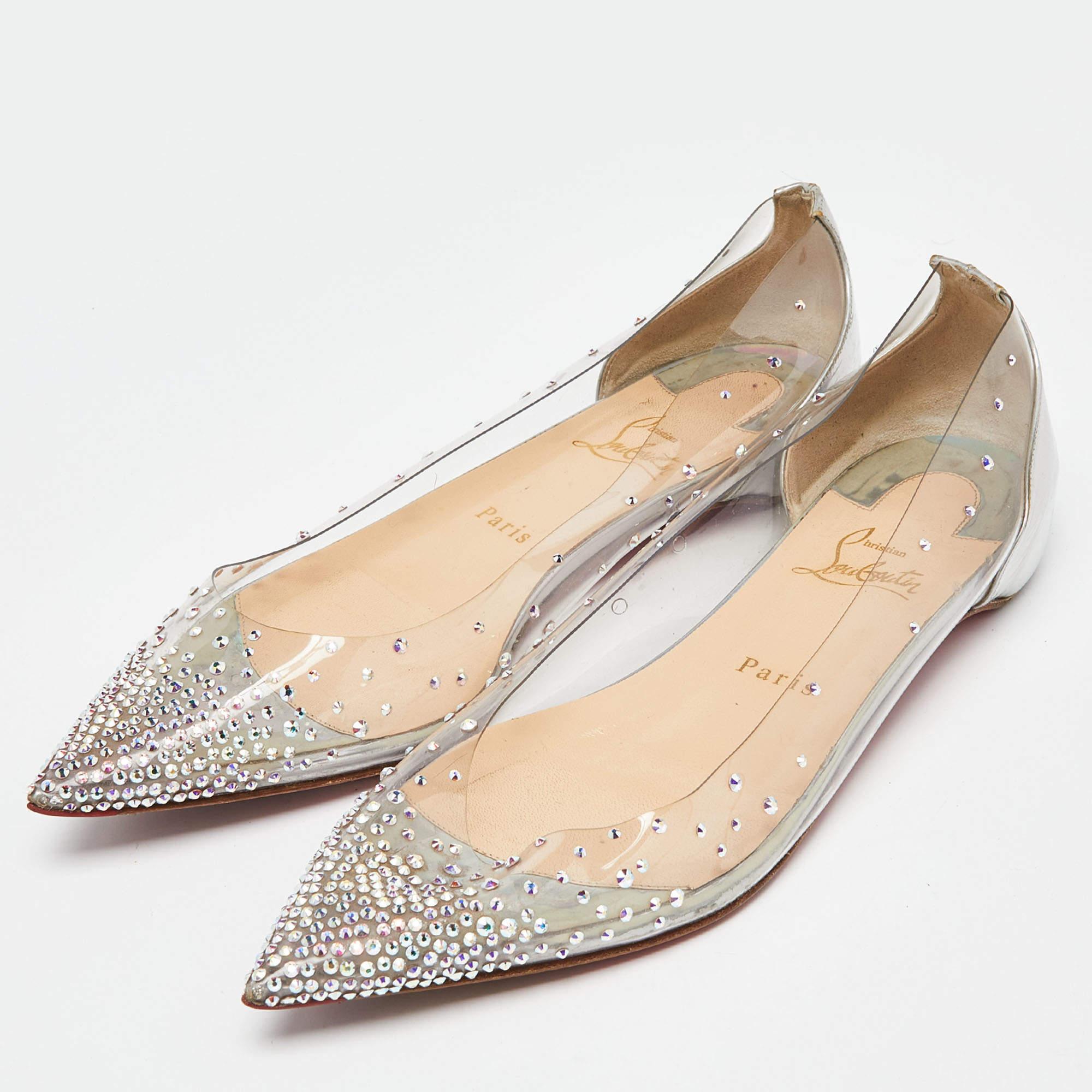Christian Louboutin Transparent PVC and Patent Leather Follies Strass Ballet For Sale 4