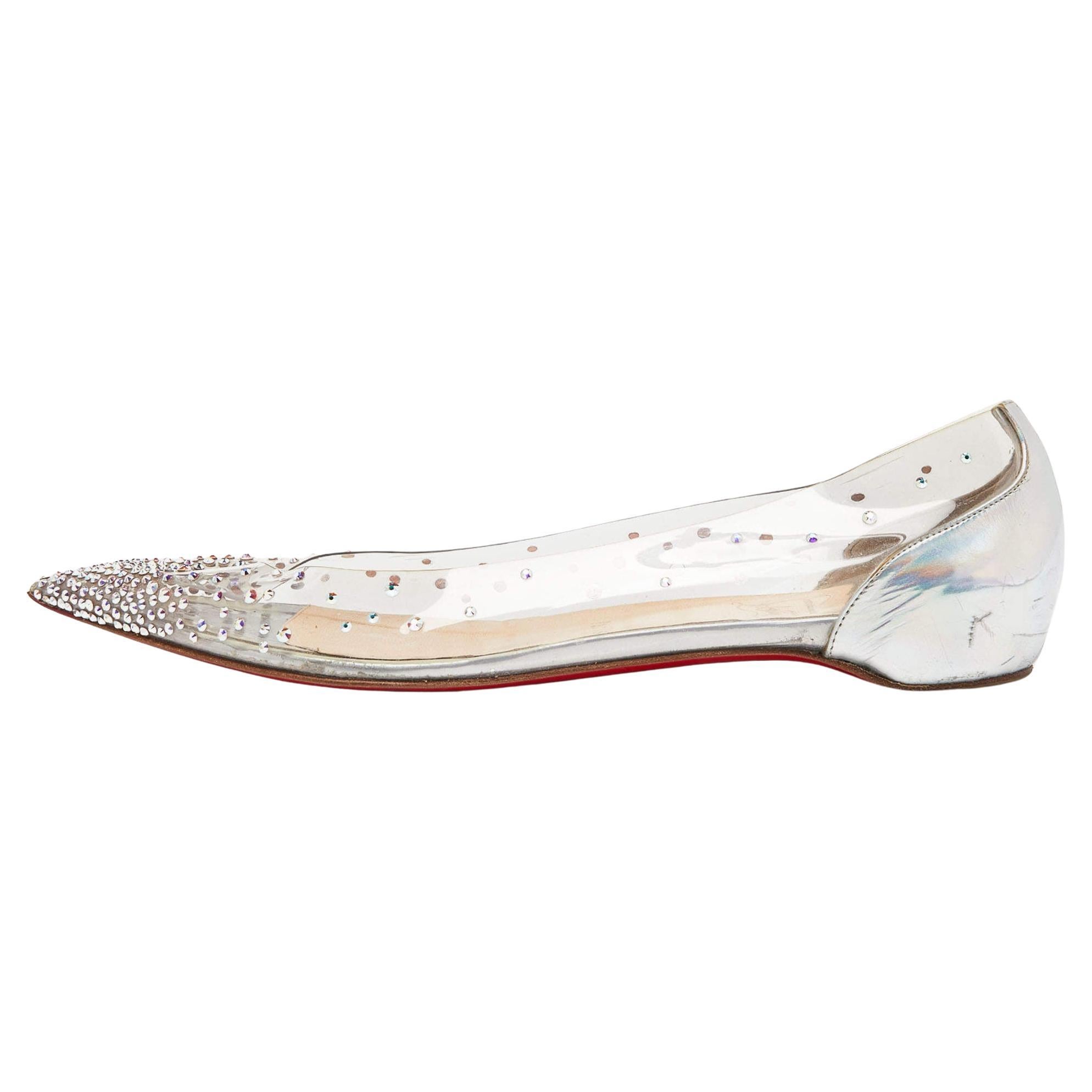 Christian Louboutin Transparent PVC and Patent Leather Follies Strass Ballet For Sale