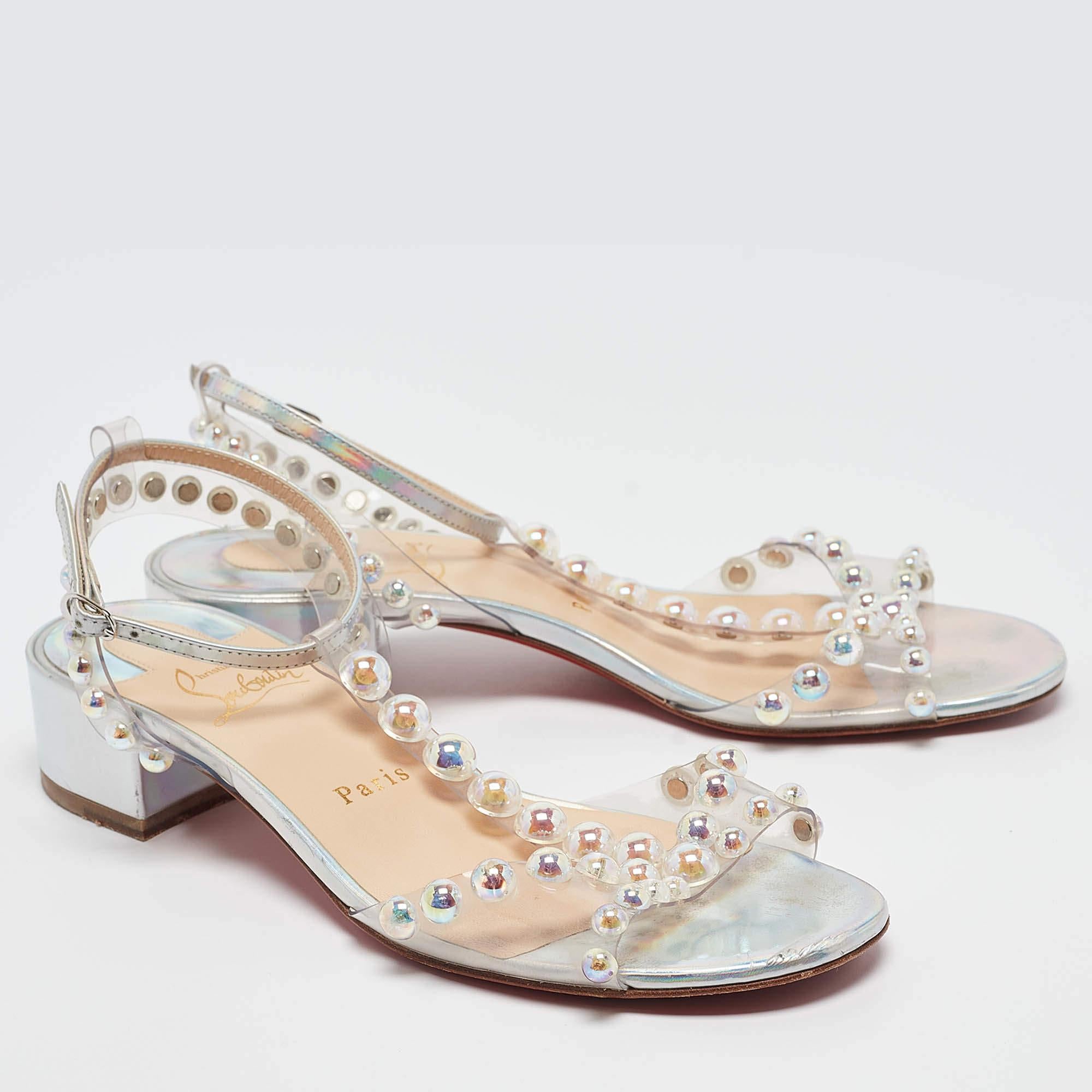 Christian Louboutin - Sandales Faridaravie à lanières en PVC transparent, taille 37,5 Bon état - En vente à Dubai, Al Qouz 2