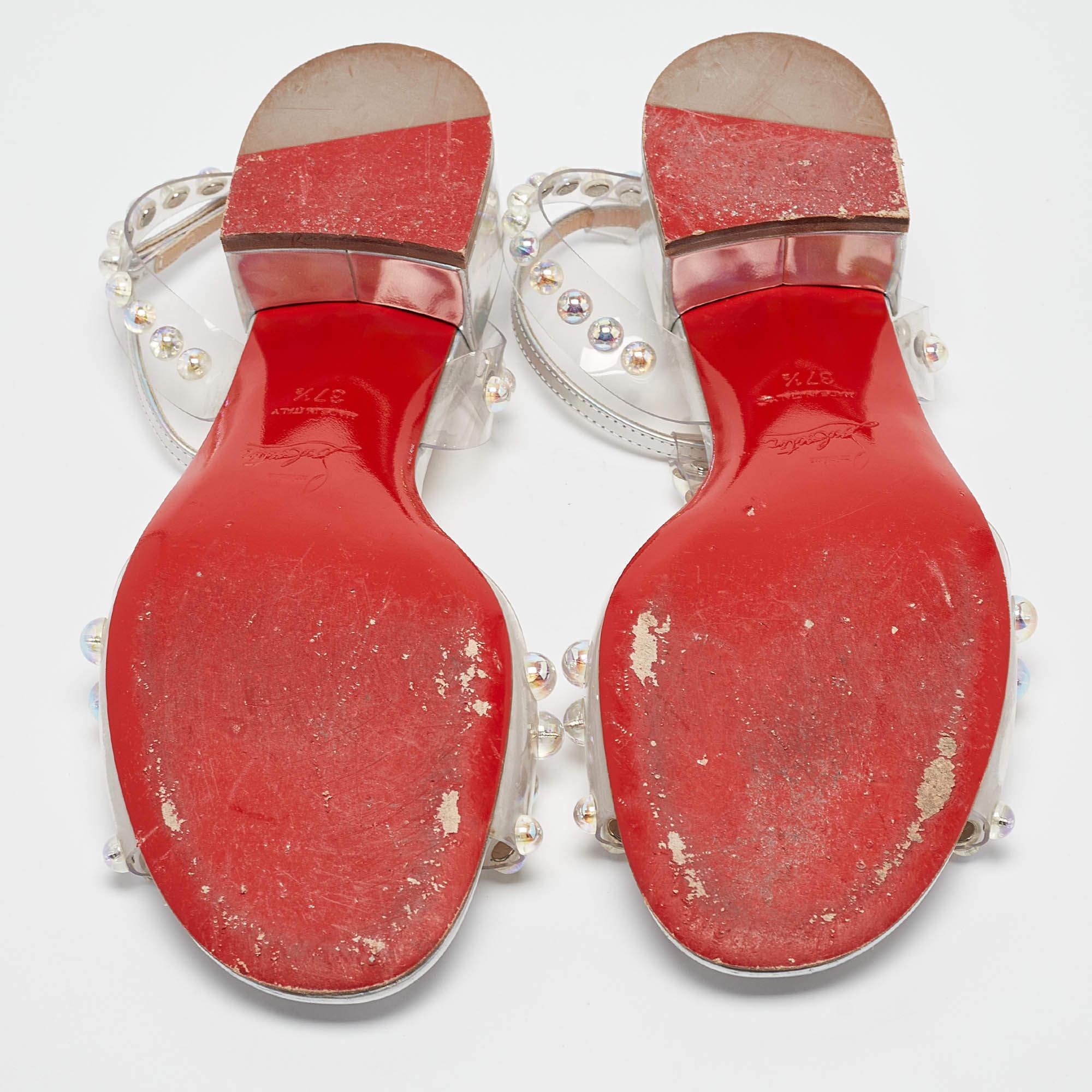 Christian Louboutin - Sandales Faridaravie à lanières en PVC transparent, taille 37,5 en vente 1