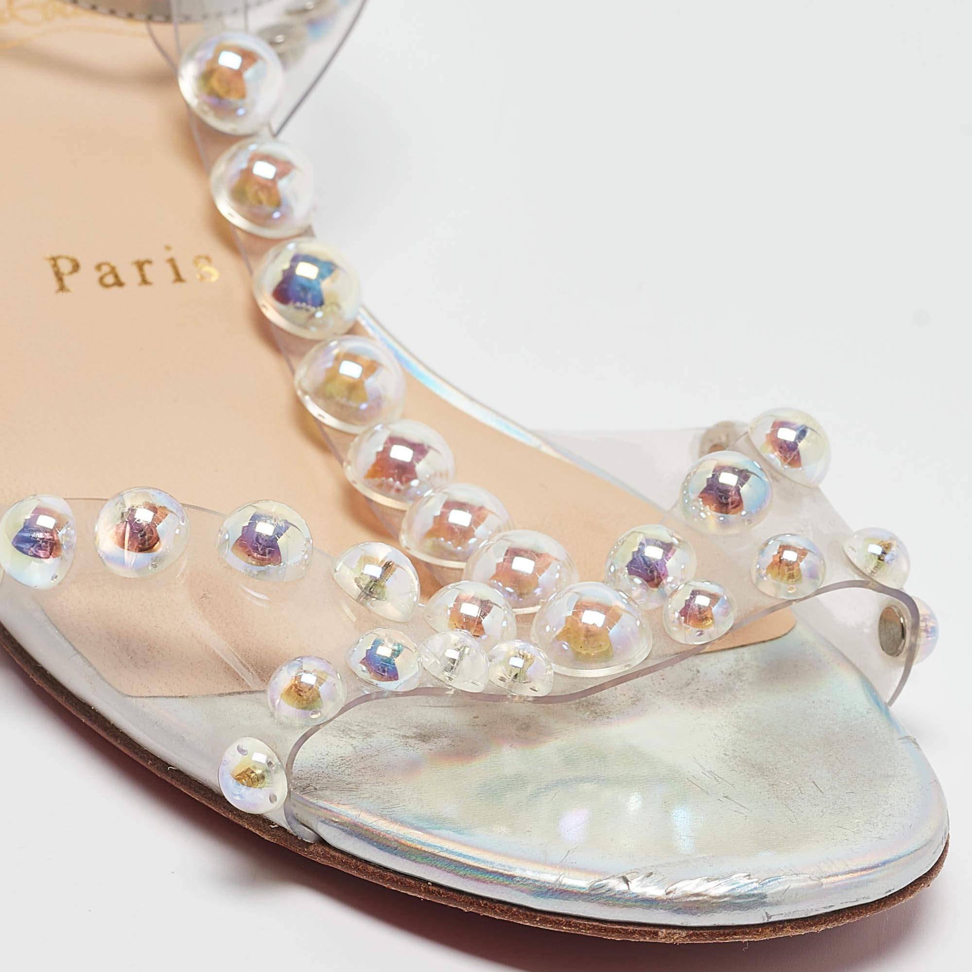 Christian Louboutin - Sandales Faridaravie à lanières en PVC transparent, taille 37,5 en vente 2