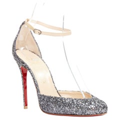 CHRISTIAN LOUBOUTIN Tres Decollete 100 Anthracite Glitter low vamp pumps EU37.5