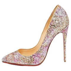 Used Christian Louboutin Tri-Color Glitter So Kate Pumps Size 38.5