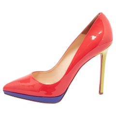 Christian Louboutin Tri-Color Patent Leather Pigalle Plato Pumps Size 40