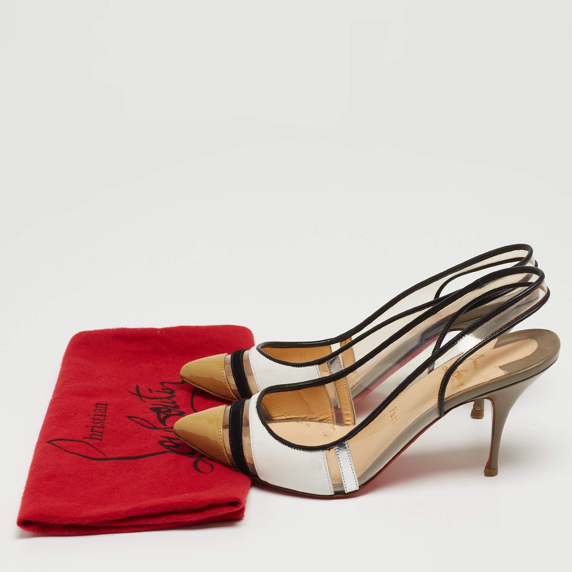 Christian Louboutin Tri-Color PVC and Leather Highway Slingback Sandals Size 36. For Sale 2