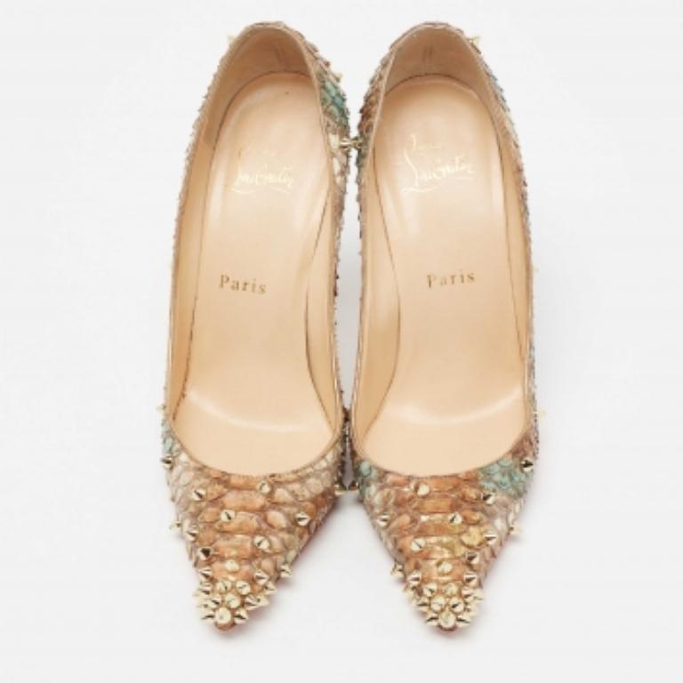 Christian Louboutin Dreifarbige Python Leder Degraspike Pumps Größe 36 im Zustand „Gut“ im Angebot in Dubai, Al Qouz 2