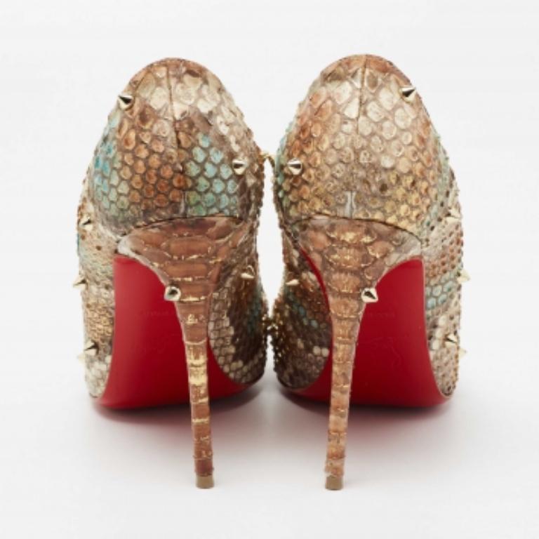 Christian Louboutin Dreifarbige Python Leder Degraspike Pumps Größe 36 Damen im Angebot