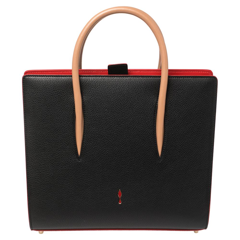 This stunning tote by Christian Louboutin will make a statement and elevate your outfits instantly. Crafted in Italy, it is made from quality leather and patent leather and comes in lovely shades. This Paloma tote is held by dual handles and a
