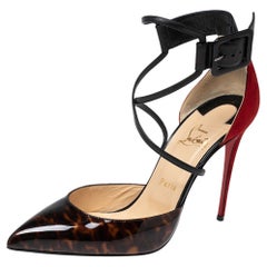 Christian Louboutin Tri-Color Suede, Printed Leather Ankle-Strap Pumps Size 40