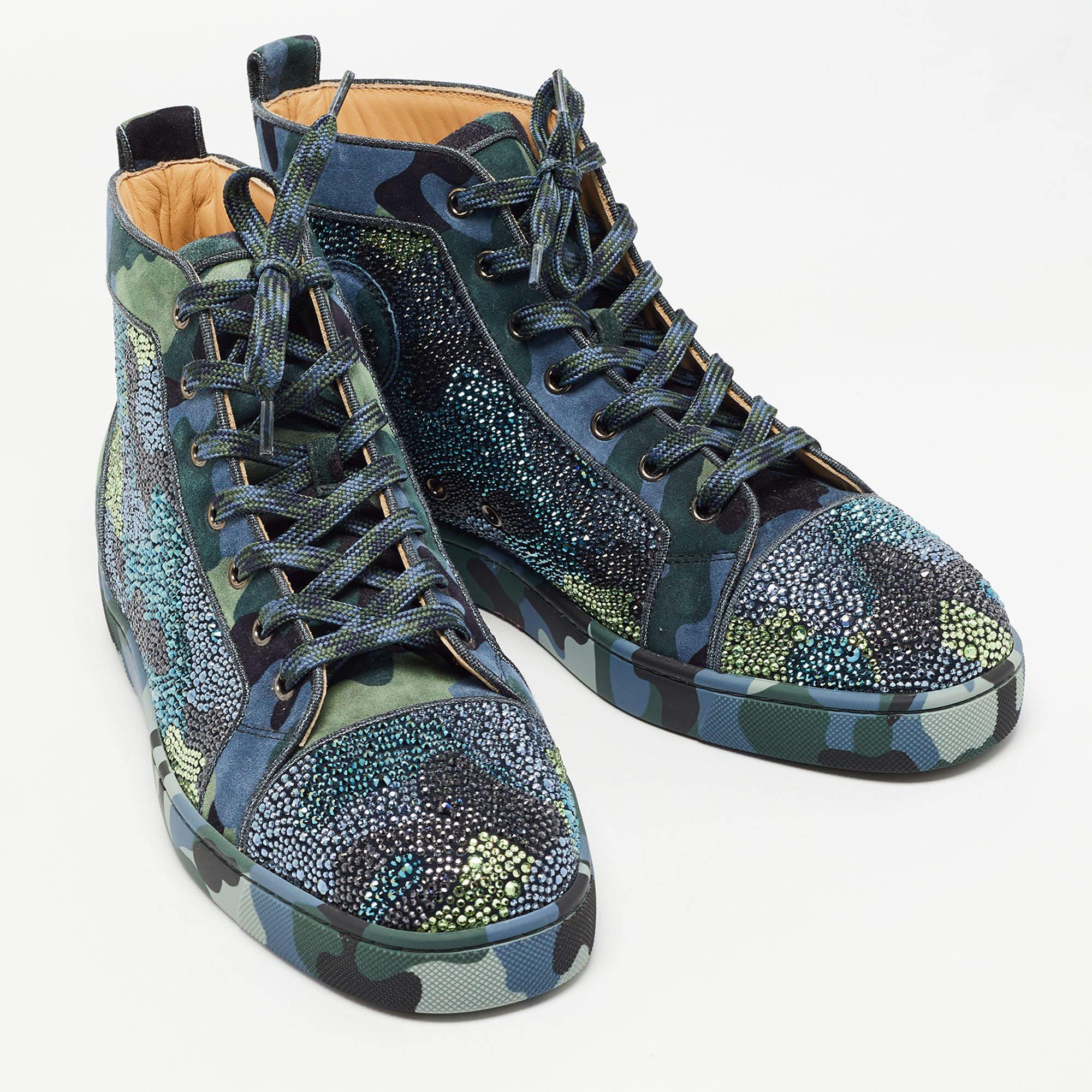 Christian Louboutin Tricolor Camouflage Louis Orlato Strass High Top Size 42 1