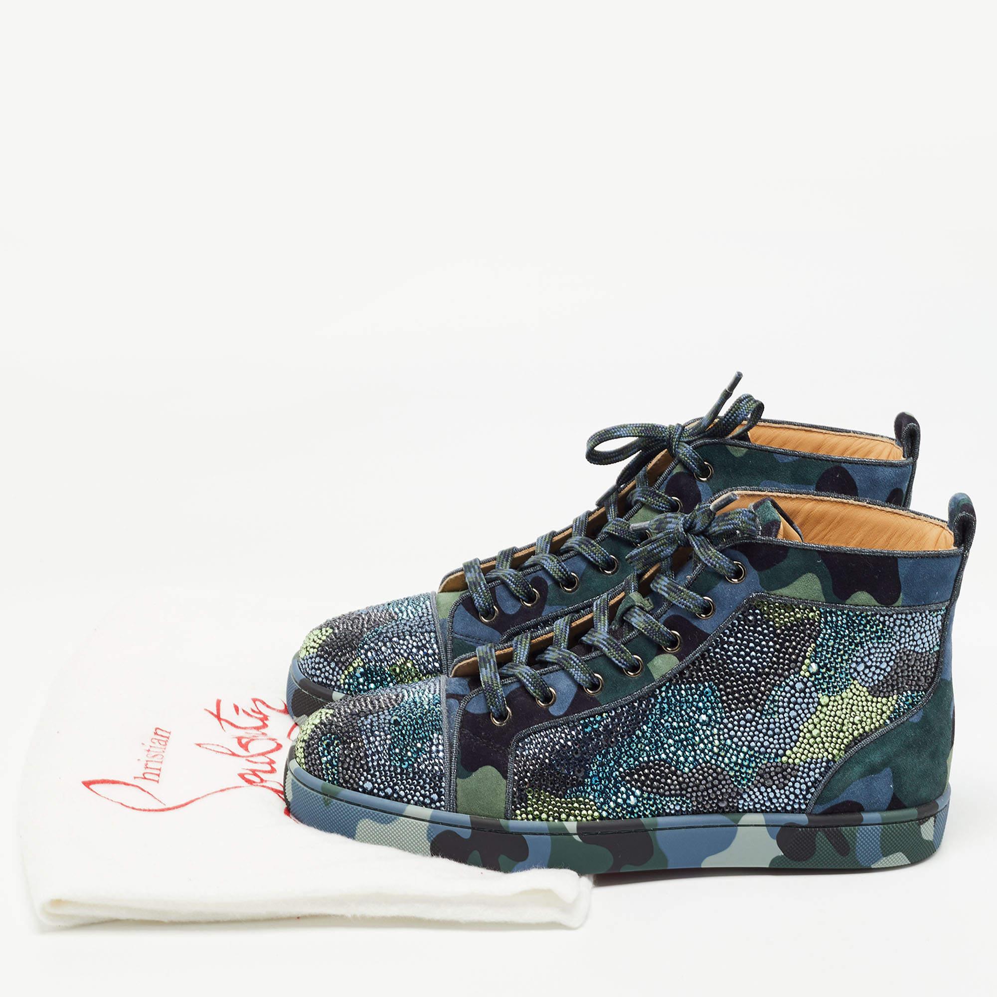 Christian Louboutin Tricolor Camouflage Louis Orlato Strass High Top Size 42 3