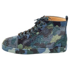 Christian Louboutin Tricolor Camouflage Louis Orlato Strass High Top Size 42